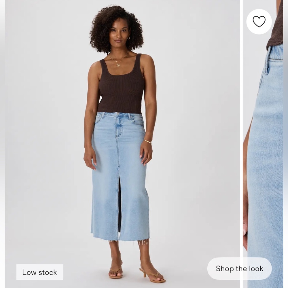 Quince- Stretch Denim 5-Pocket Midi Skirt - Light Blue- SIZE 29